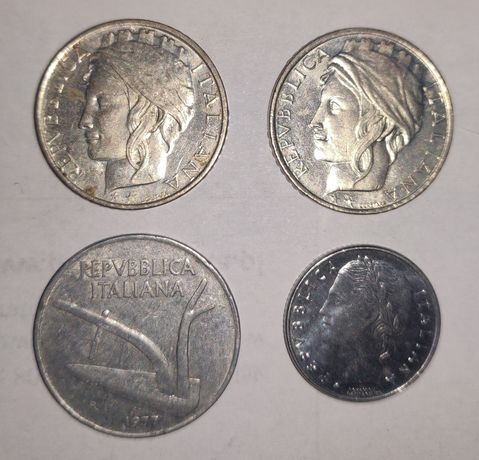 Zestaw 4 monet - włoskie liry