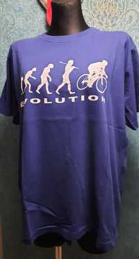 Granatowo/niebieski t shirt z nadrukiem Evolution "L"