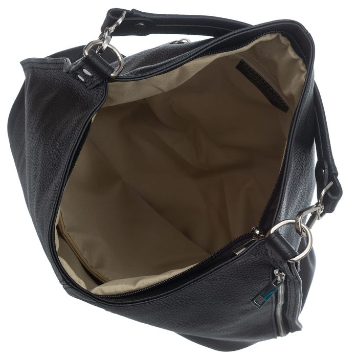 VERA PELLE torebka damska skórzana worek z paskiem V388 c.szara