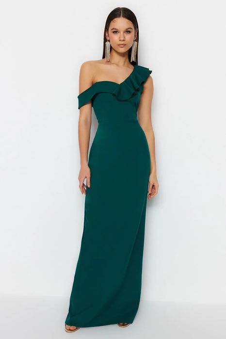 Trendyol 42 Xl Sukienka Zielona Maxi Wieczorowa H16480