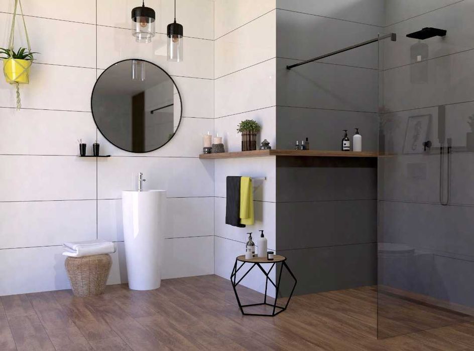 Nowoczesne LUSTRO OKRĄGŁE Ścienne Loft Rama 80cm Czarne (WYPRZEDAŻ)