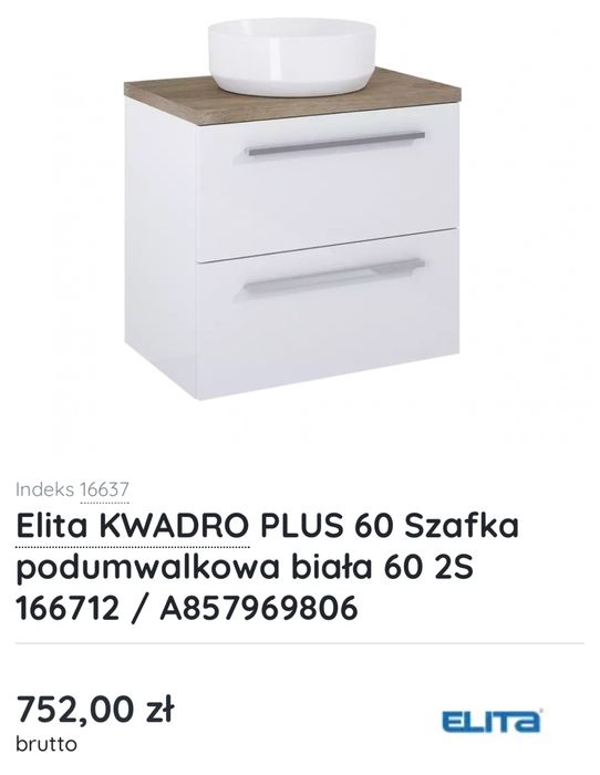 Szafka podumywalkowa ELITA KWADRO PLUS 60 2szuflady