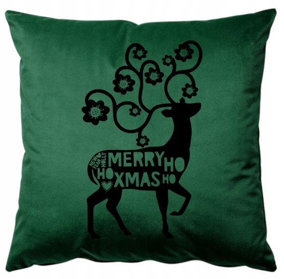Świąteczna Poszewka welurowa + poduszka 40x40  Merry Christmas jeleń