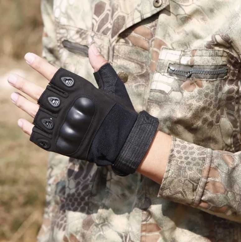 Тактические Военные перчатки, беспалые перчатки черные М, L, ХЛ