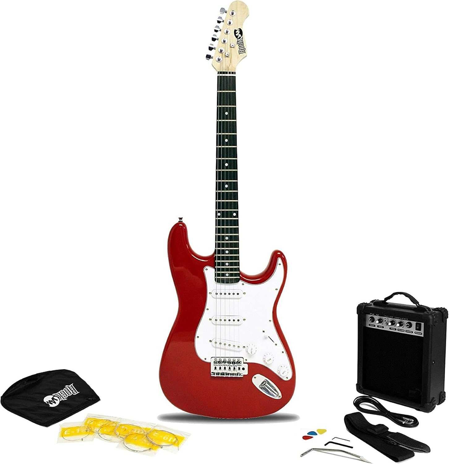 Rockjam RJEG02-SK-RD Zestaw z Gitarą Elektryczną, Czerwony