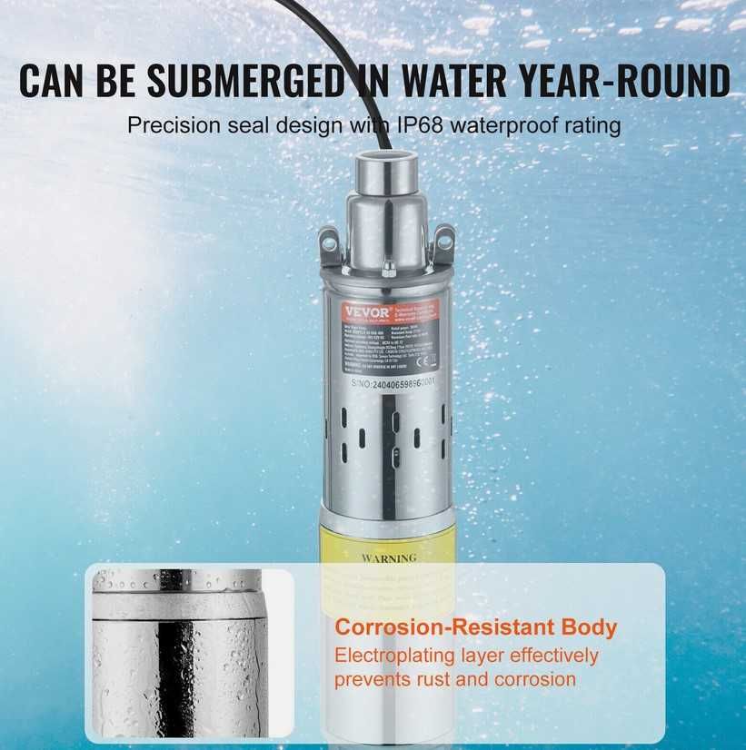 Bomba de Agua Submersivel Solar 48V 369W 1900L/H