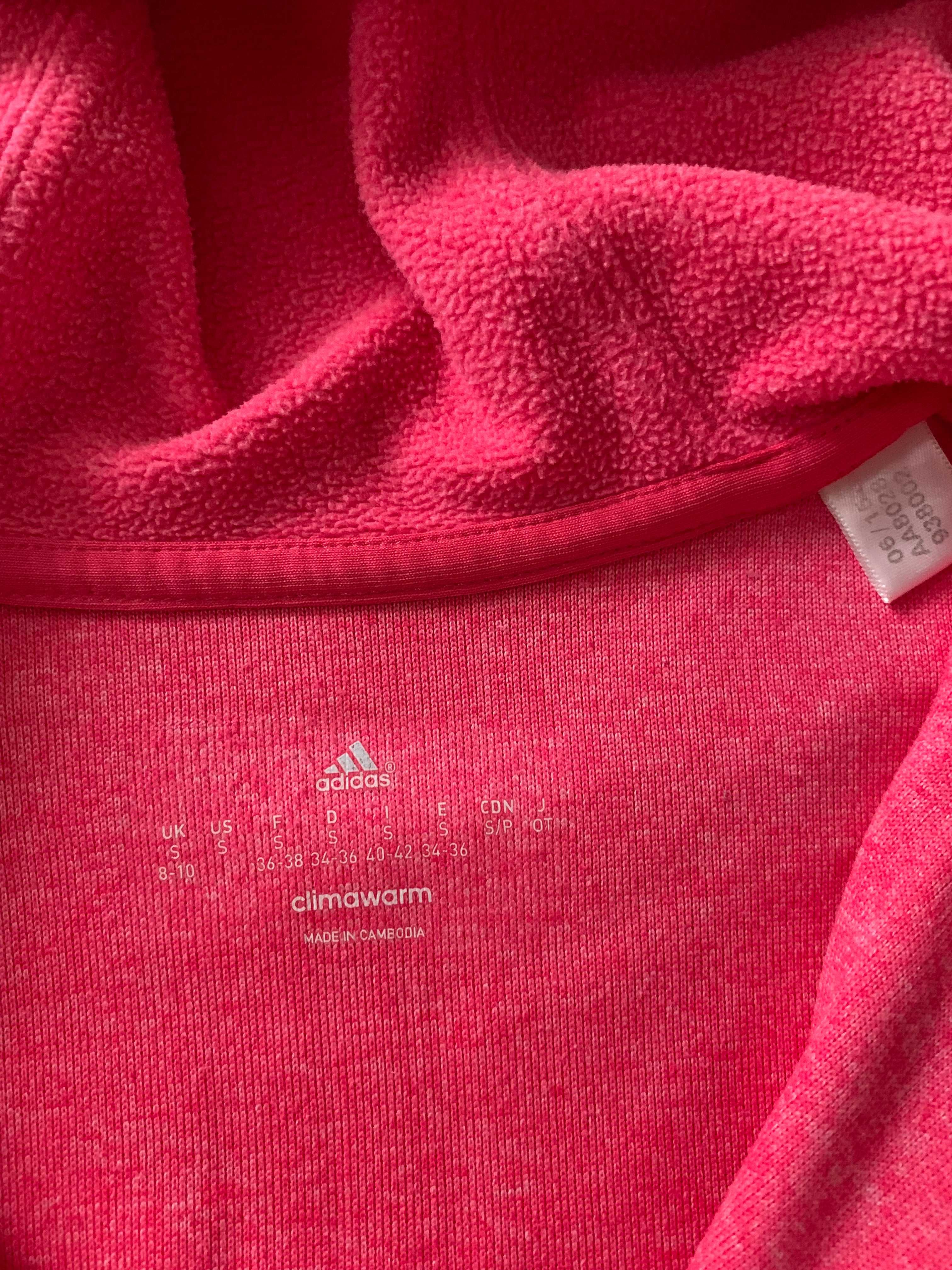 Różowa bluza z kapturem na zamek Adidas S