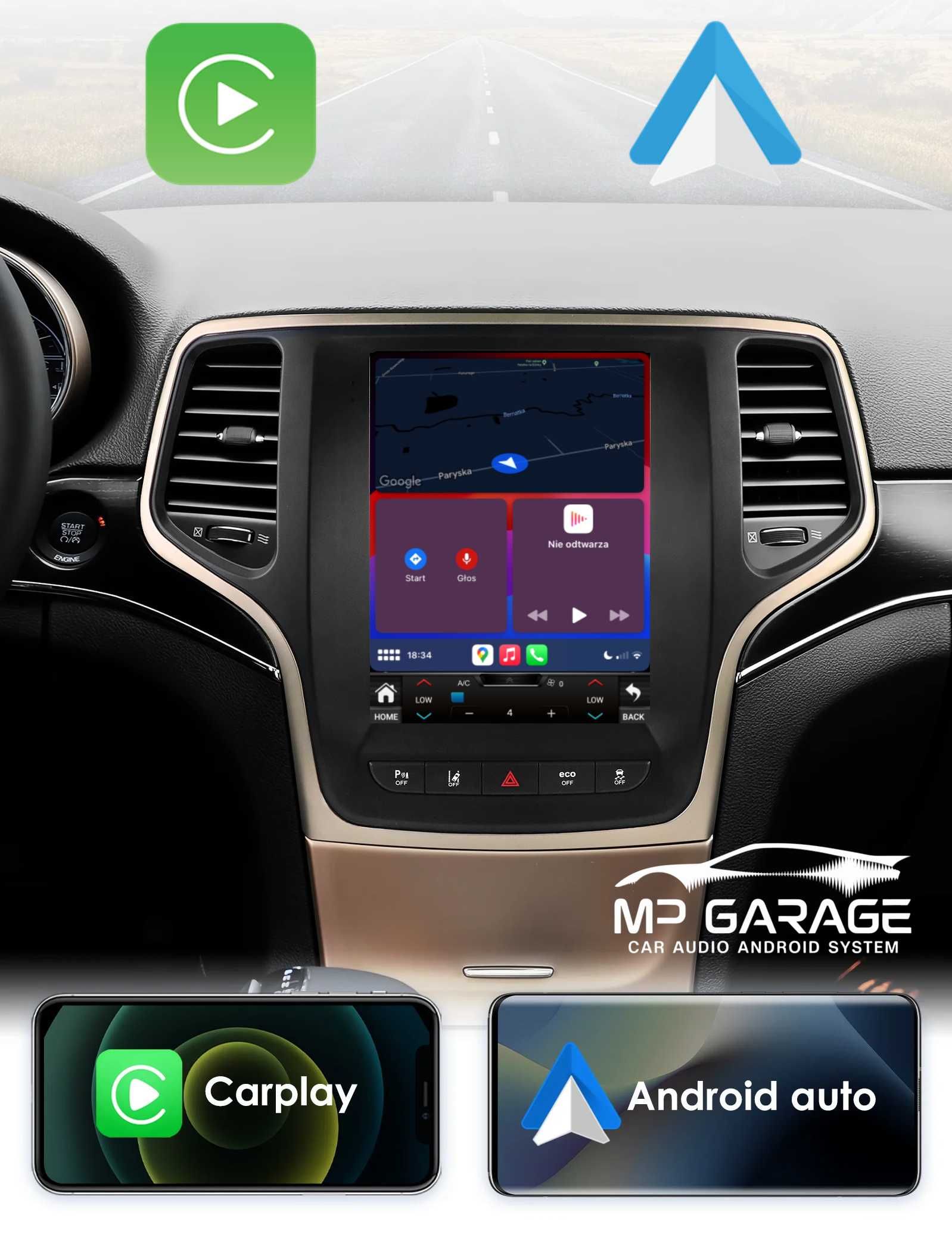 Radio Android Jeep Grand Cherokee "Tesla Style" 4G Qled CP/AA Montaż