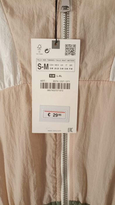 Parka comprida guarda -vento Zara S-M Nova