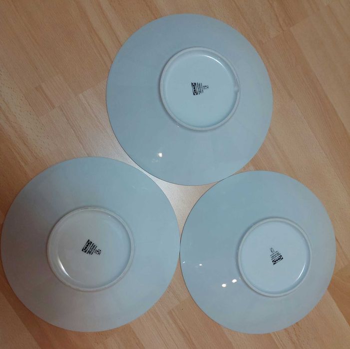 IKEA Porcelanowy Talerz Głęboki/Miska 28 cm 3szt. Biały Cena za Całość