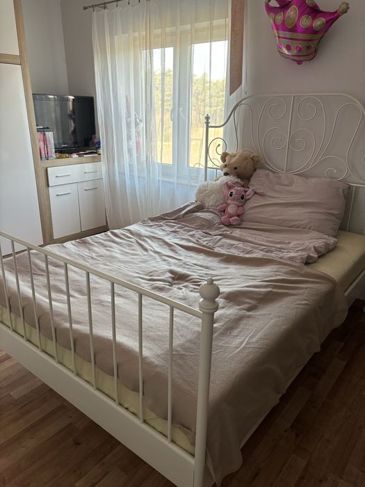 Łóżko Ikea Leirvik 140x200 białe stelaż