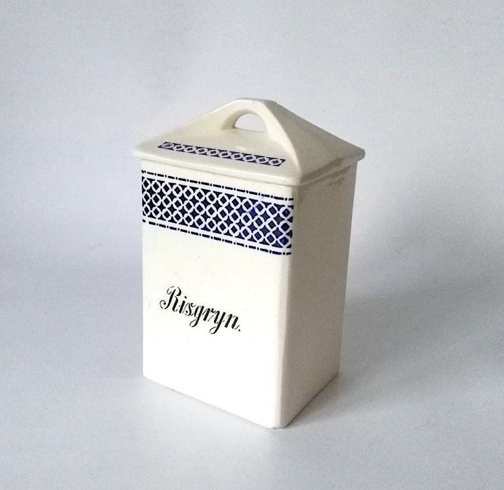 Pojemnik kuchenny fajans ceramika Risgryn ryż Szwecja antyk secesja