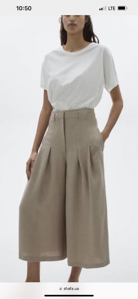 Новые брюки -кюлоты из льна белого цвета Massimo Dutti 36 р
