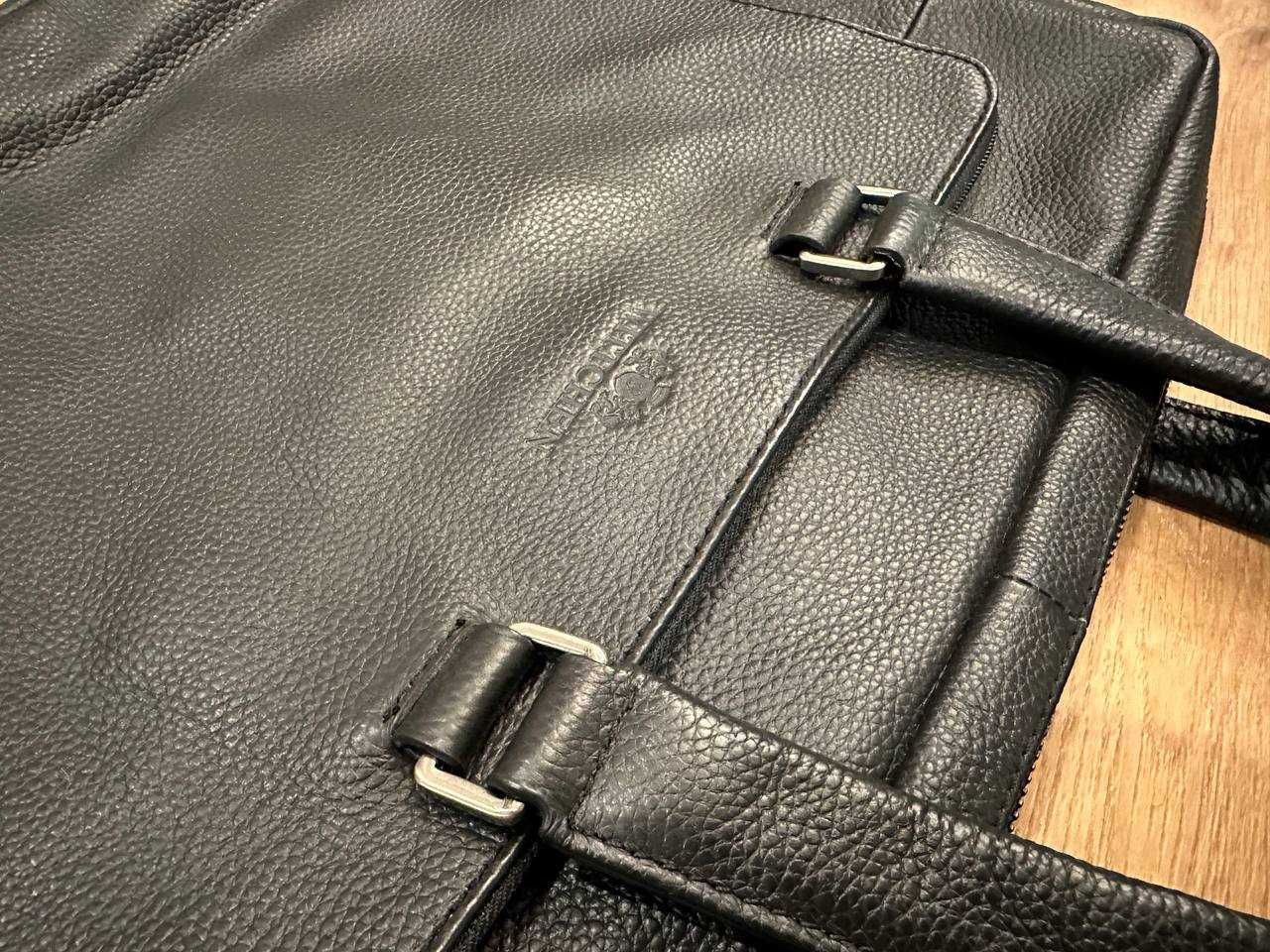 Wittchen męska torba na laptopa 15,6” skórzana dwukomorowa, czarny