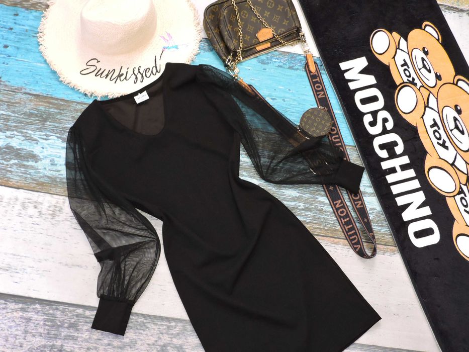 Pakuten Sukienka mała czarna rękawek siateczka S/M