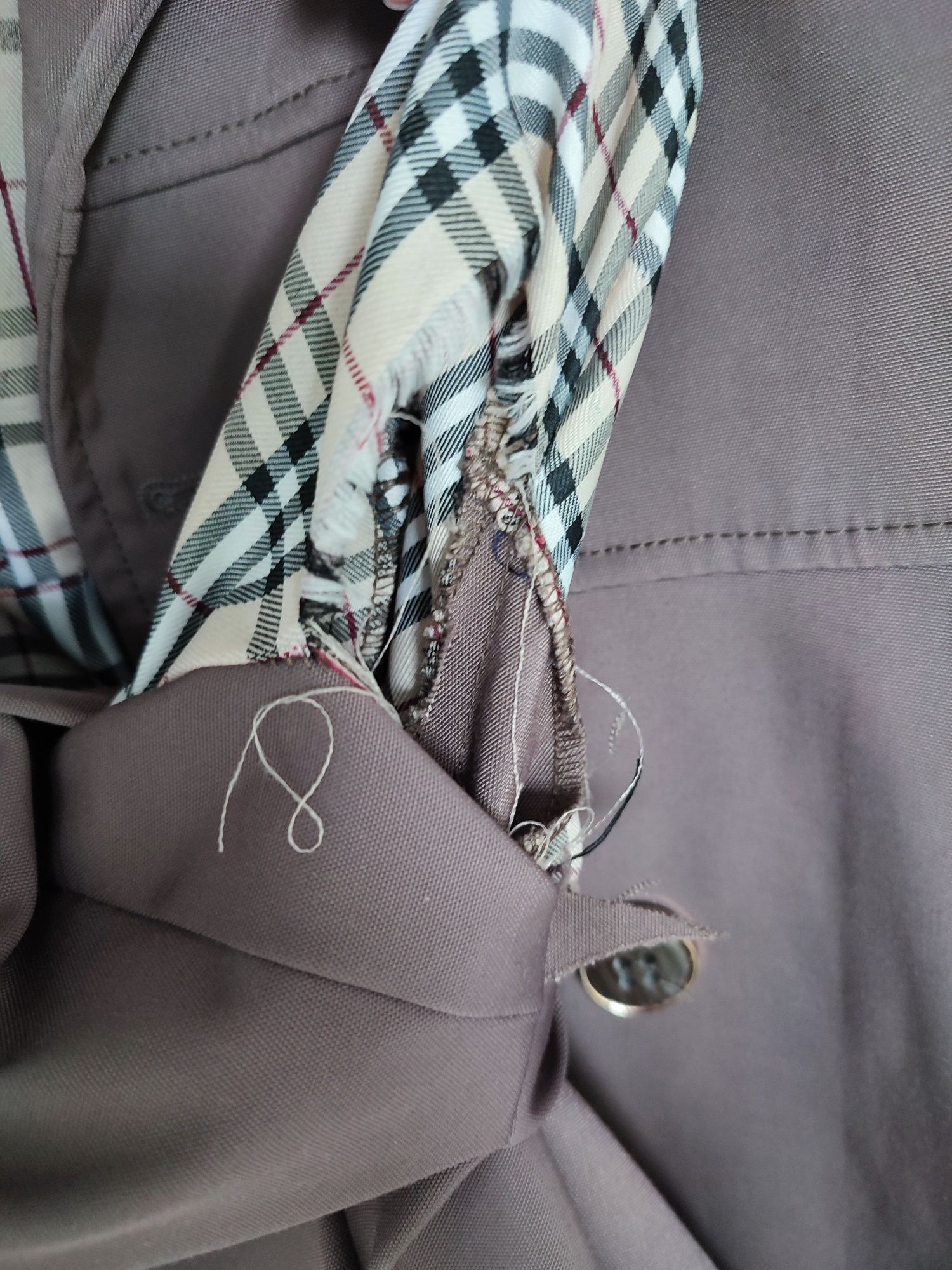 Płaszcz wiosenny jesienny z kapturem, elegancki 42  kratka BURBERRY