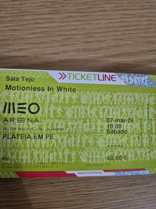 Bilhetes Motionless in White Lisboa