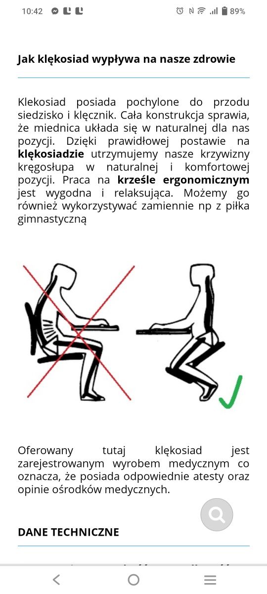 Klęcznik, krzesło ortopedyczne dla dzieci