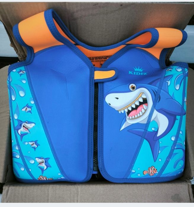 Kamizelka do pływania kapok dla dzieci niebieski w rekina L