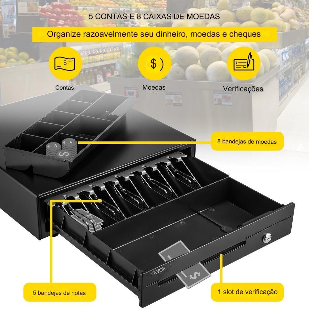 Caixa Gaveta  de moedas dinheiro Multiuso 16"