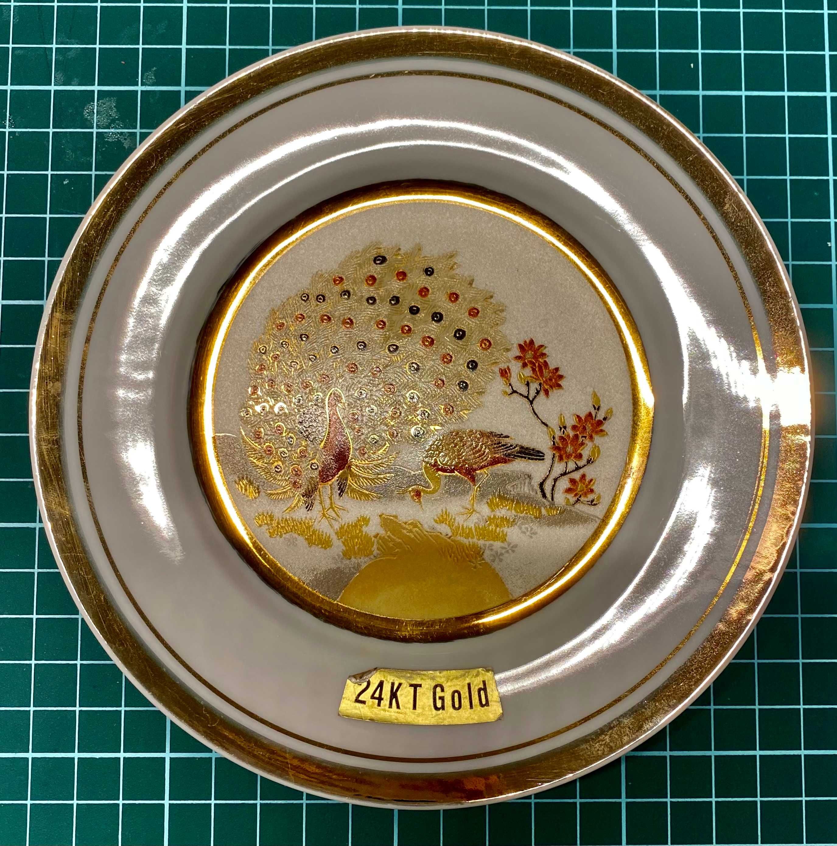 Prato decorativo japonês vintage com bordas em ouro 24 k - PROMOÇÃO