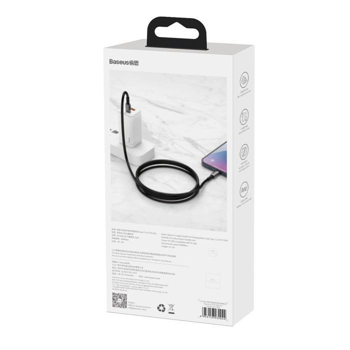 Baseus kabel USB Typ C - Lightning szybkie ładowanie PD 20W 2m czarny