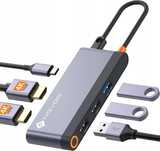 NOVOO USB C HUB podwójny adapter  6W1 HDMI 4K KONCENTRATOR 980
