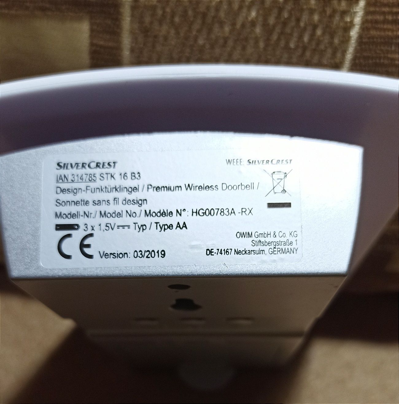 Приемник сигнала к беспроводному дверному звонку Silver Crest