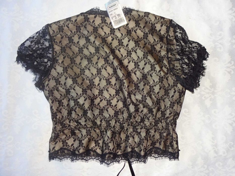 KRISP koronkowe wiązane bolerko narzutka na sukienkę Size 10
