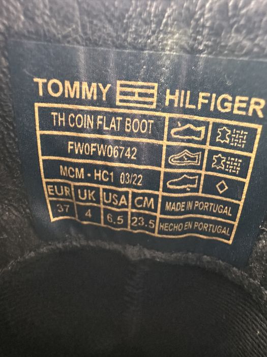 Botki Sztyblety damskie Tommy Hulfiger z defektem skóra naturalna