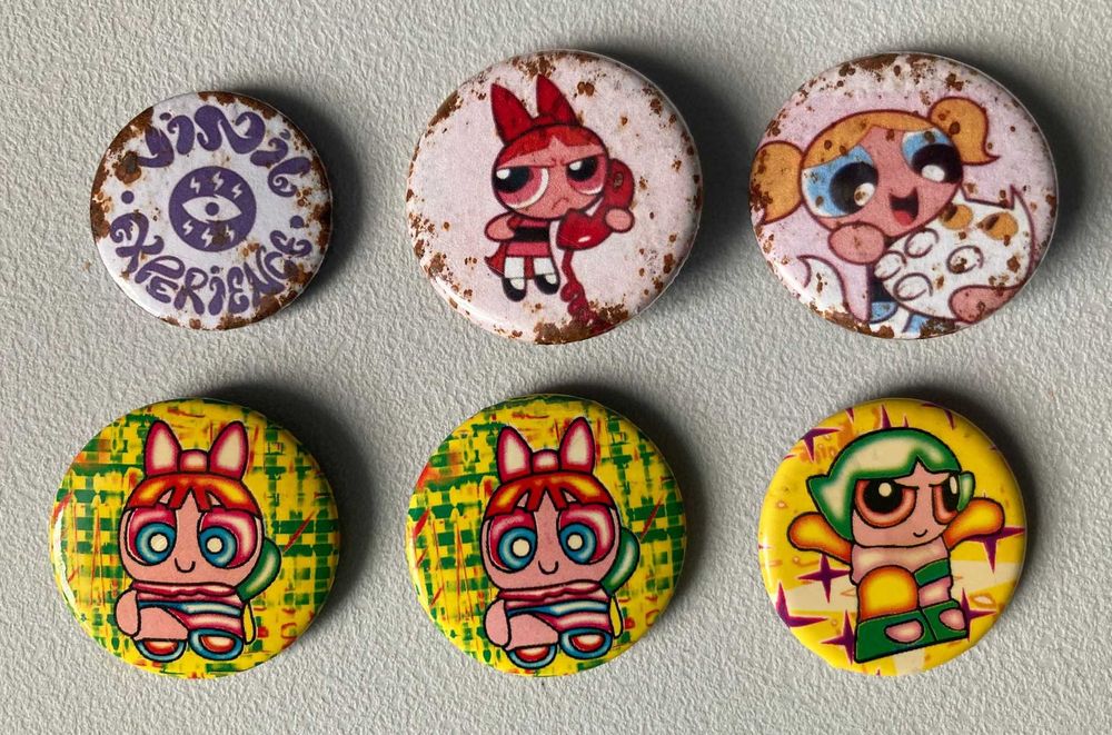 Conjunto de 6 Crachás/Badges The Powerpuff Girls + Winx