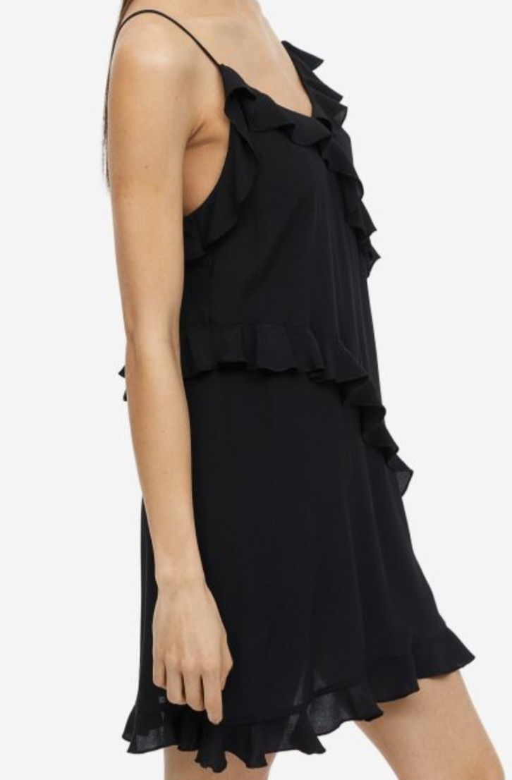 Vestido em crepe com folhos (NOVO)  H&M- M