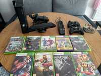 Xbox 360 + Kinect + 2 pady + stacja ładowania + gry