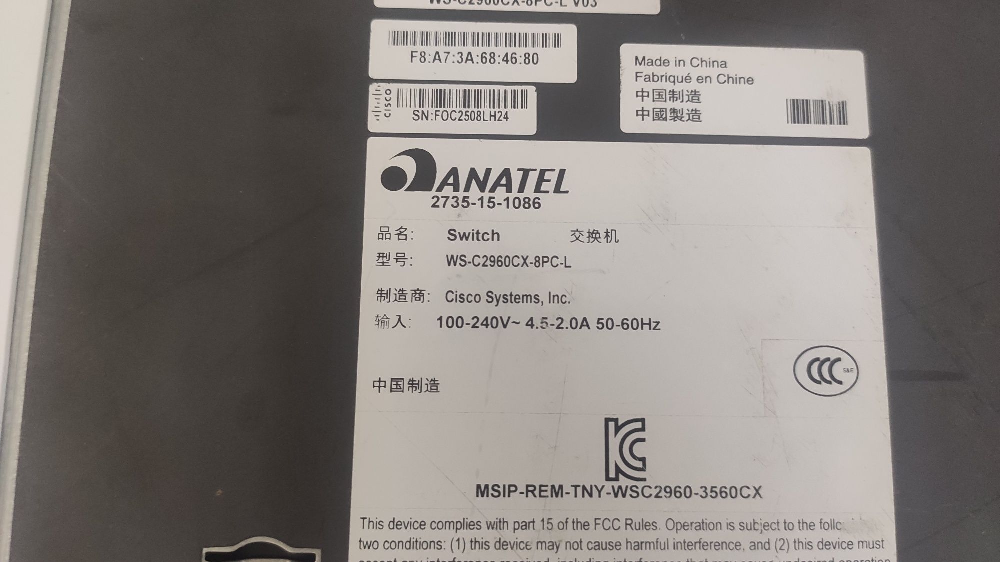 Cisco WS-C2960CX-8PC-L