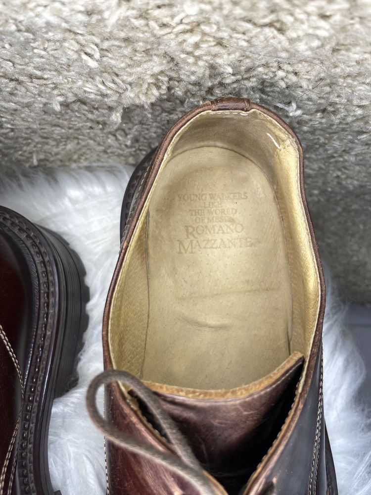 Кожаные брендовые туфли Romano Mazzante размер 44