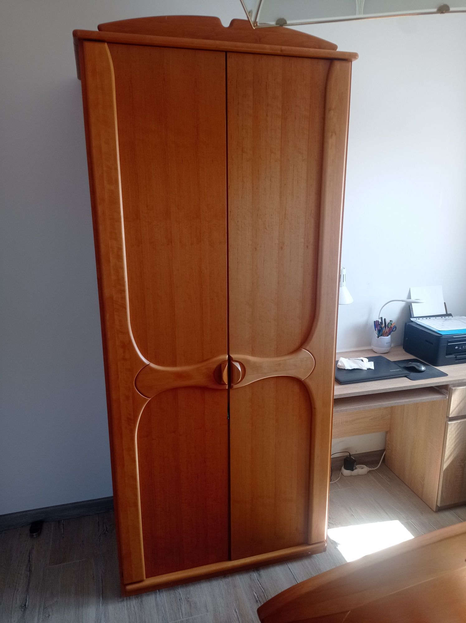 ŁÓŻKO 140x200 + DUŻA SZAFA + SZAFKA NOCNA --- Zestaw mebli, sypialnia
