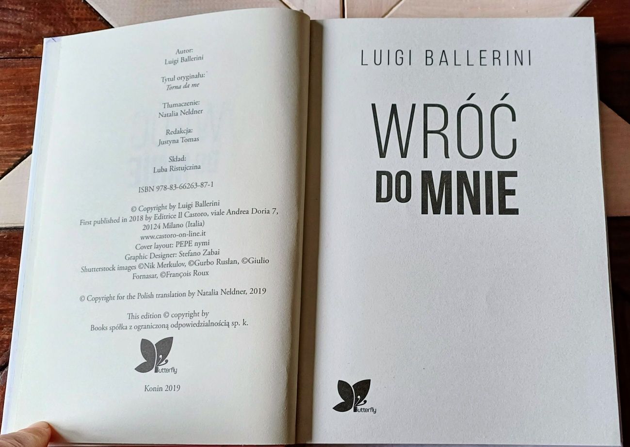 Książka "Wróć do mnie"Luigi Ballerini