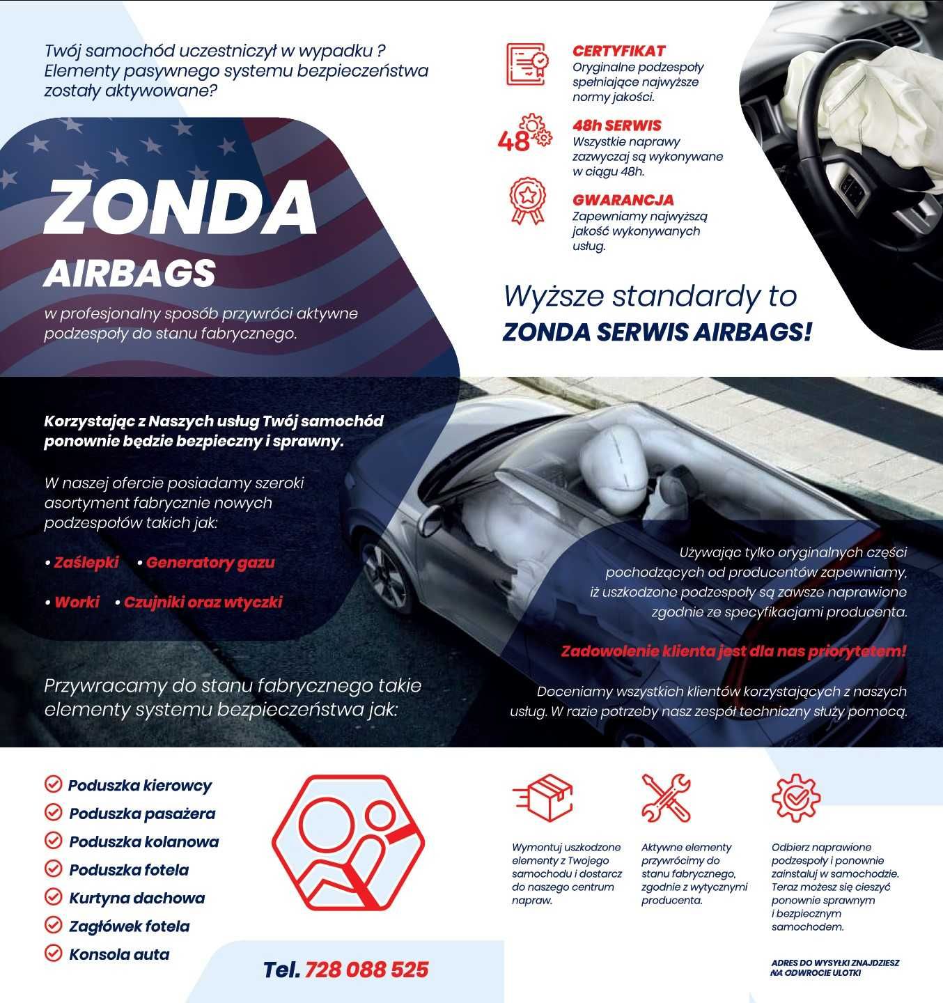 ZONDA AIRBAG regeneracja poduszek, regeneracja desek, naprawa pasów