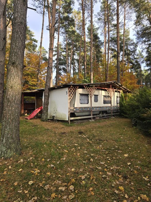 Przyczepa z domkiem na działce w Siemianach, 100m do jeziora!