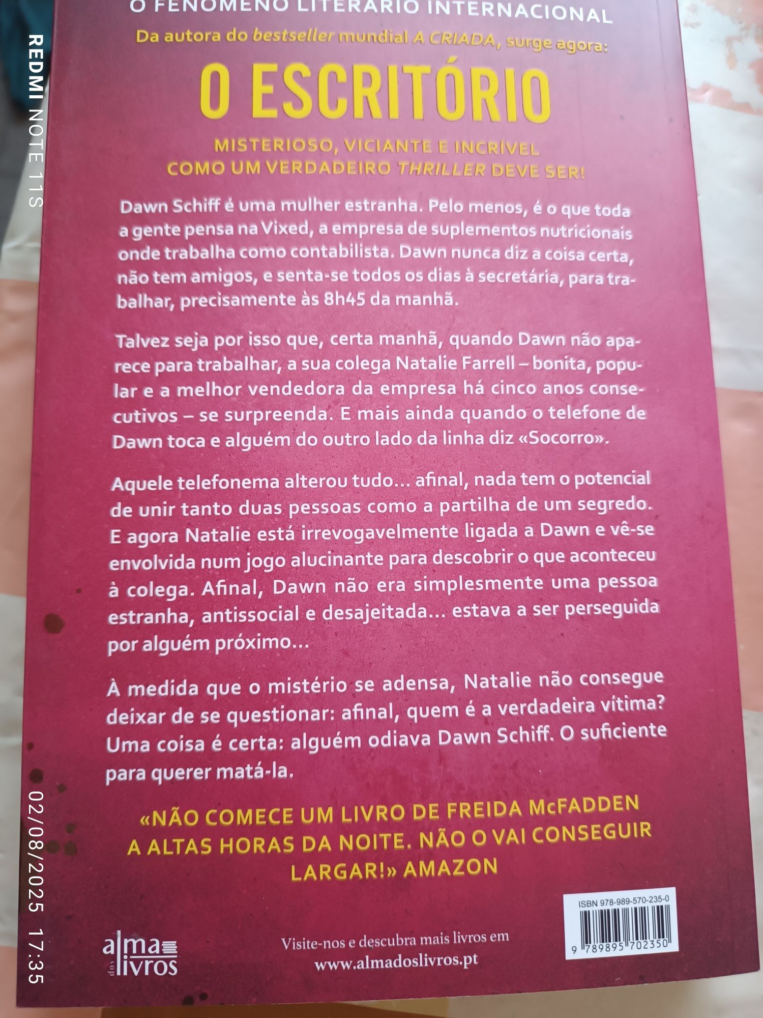Livro NOVO o ESCRITÓRIO de FREIDA McFADDEN
