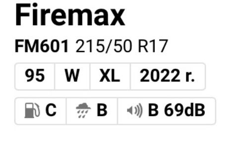 Opony letnie FIREMAX 215/50Z R17 FM601 komplet