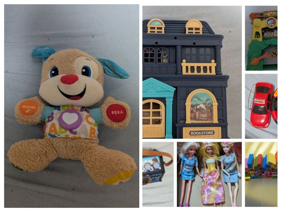 Duży zestaw zabawek dla dzieci - szczeniaczek Uczniaczek, kierownica z