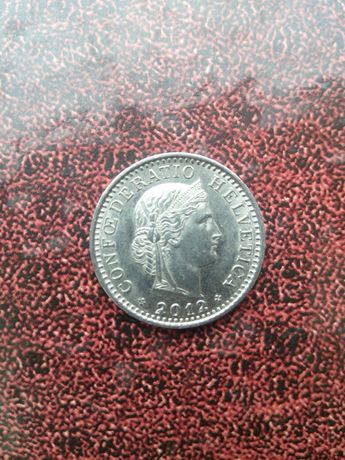 Монета 20 раппен 2012 г. Швейцария