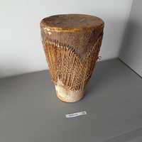 TRADYCYJNY bęben bębenek afrykański etniczny z prawdziwej skóry 33cm