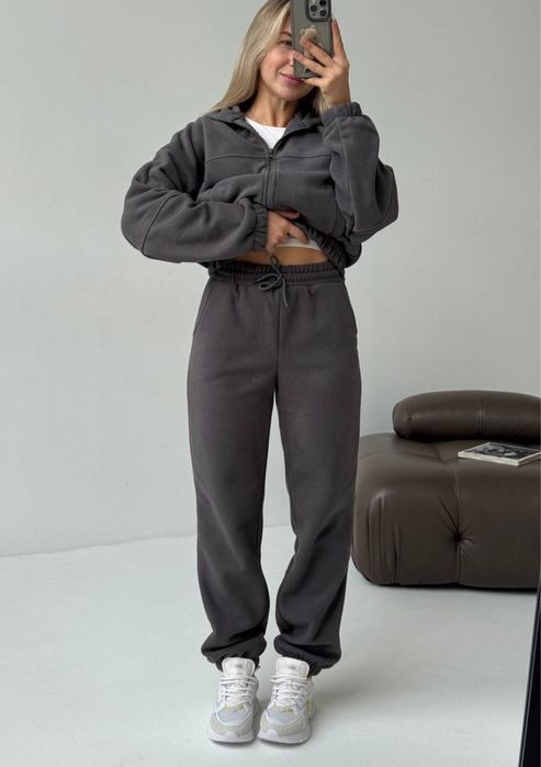 Теплый женский костюм флисовый с капюшоном