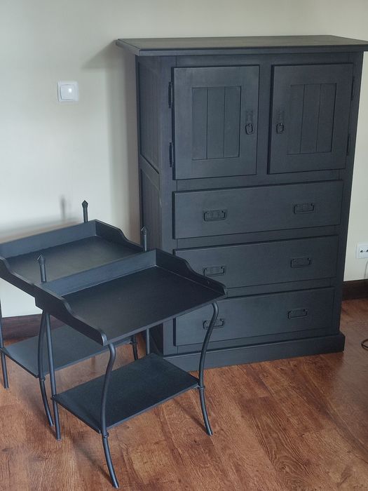 Conjunto móveis CERN (cómoda + mesas de cabeceira) - preto