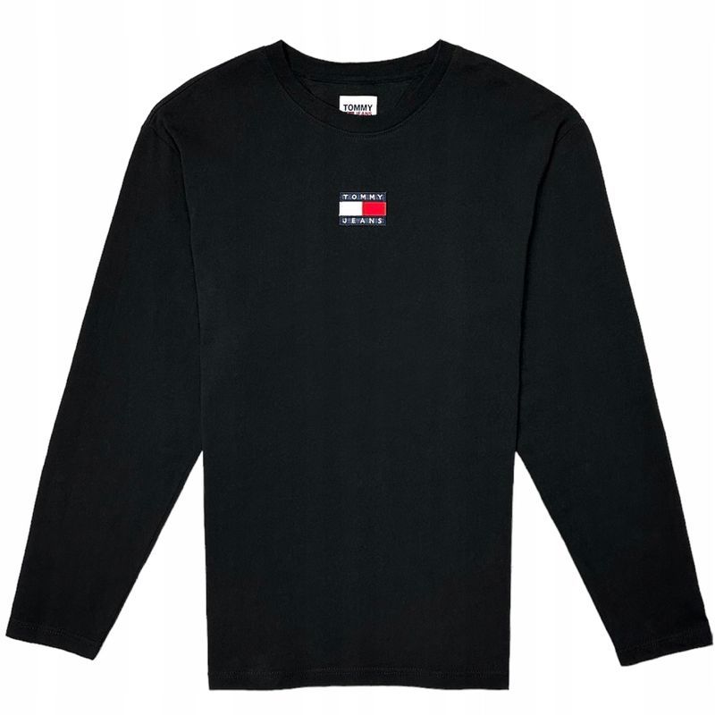 Tommy Jeans Cienka Bluza Crewneck Męska Logowana Czarna r. L
