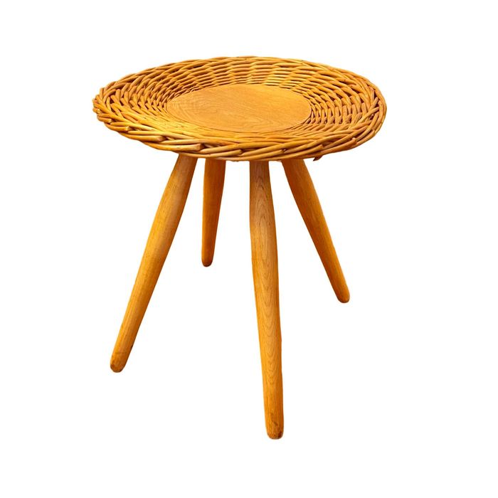 Taboret rattanowy proj. J. Kalous, Úluv, Czechosłowacja, lata 60.