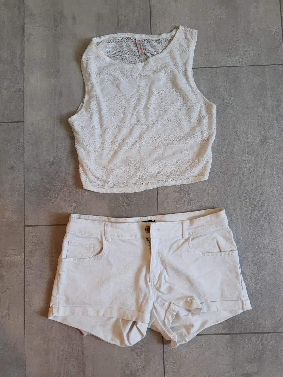 Biała jeansy krótkie spodenki H&M hm szorty