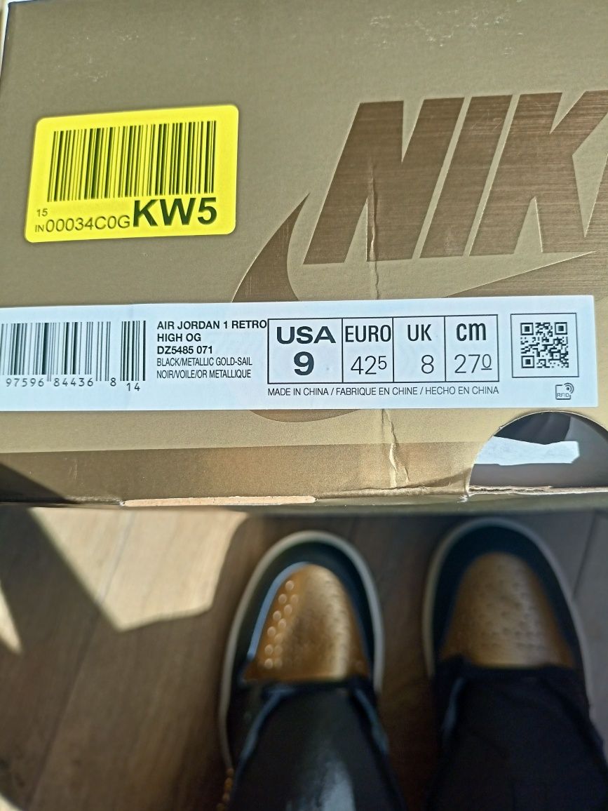 Air Jordan 1 High Retro OG Black Gold r.42.5
